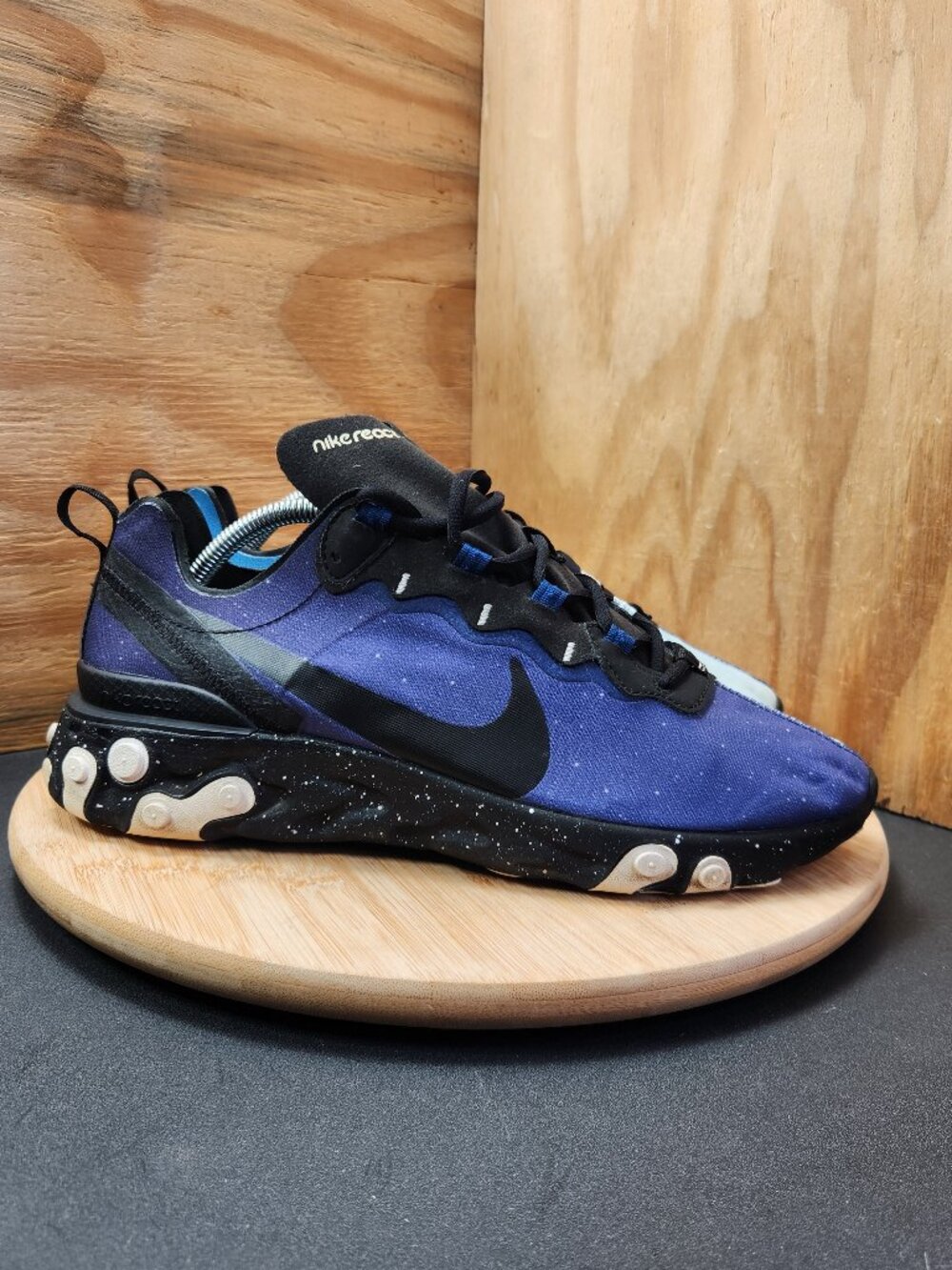 Nike React Element 55 Mens Blue Running Shoes Sneakers Size 10.5 Day and Night